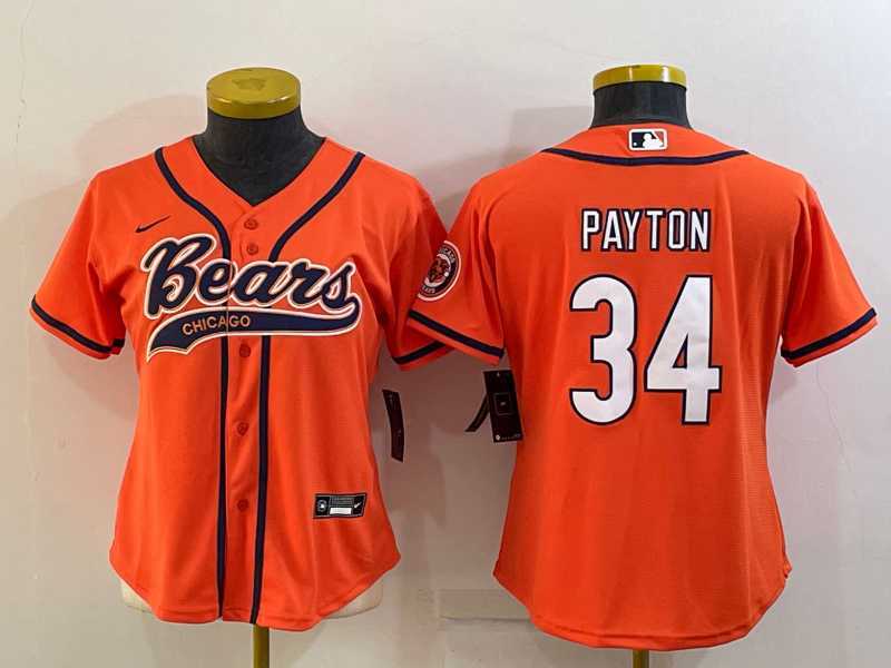 Women's Chicago Bears #34 Walter Payton Orange With Patch Cool Base Stitched Baseball Jersey,We sell and wholesale Women's Chicago Bears #34 Walter Payton Orange With Patch Cool Base Stitched Baseball Jersey on line form chian!
